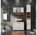 Vicco Badmöbelset Irma Eiche Weiß Hochglanz Modern 80 cm Bild 5