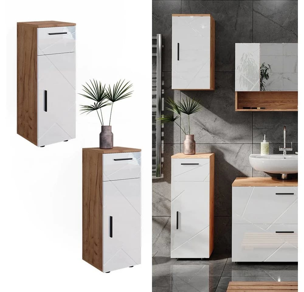 Vicco Midischrank Irma Weiß Hochglanz Eiche Modern - Bild 2