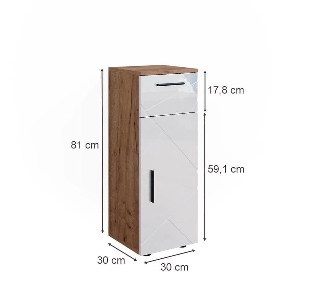 Vicco Midischrank Irma Weiß Hochglanz Eiche Modern - Bild 4