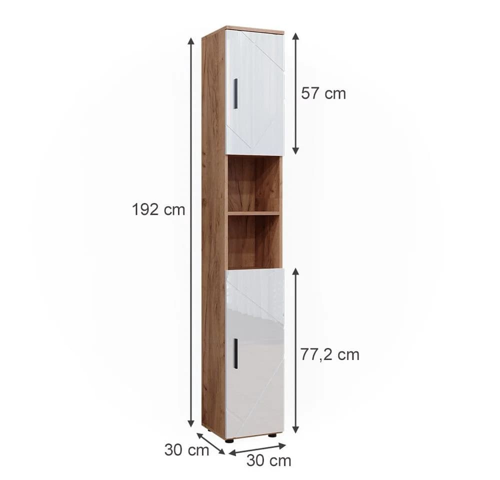 Vicco Hochschrank Irma Eiche/Weiß Hochglanz - Bild 4