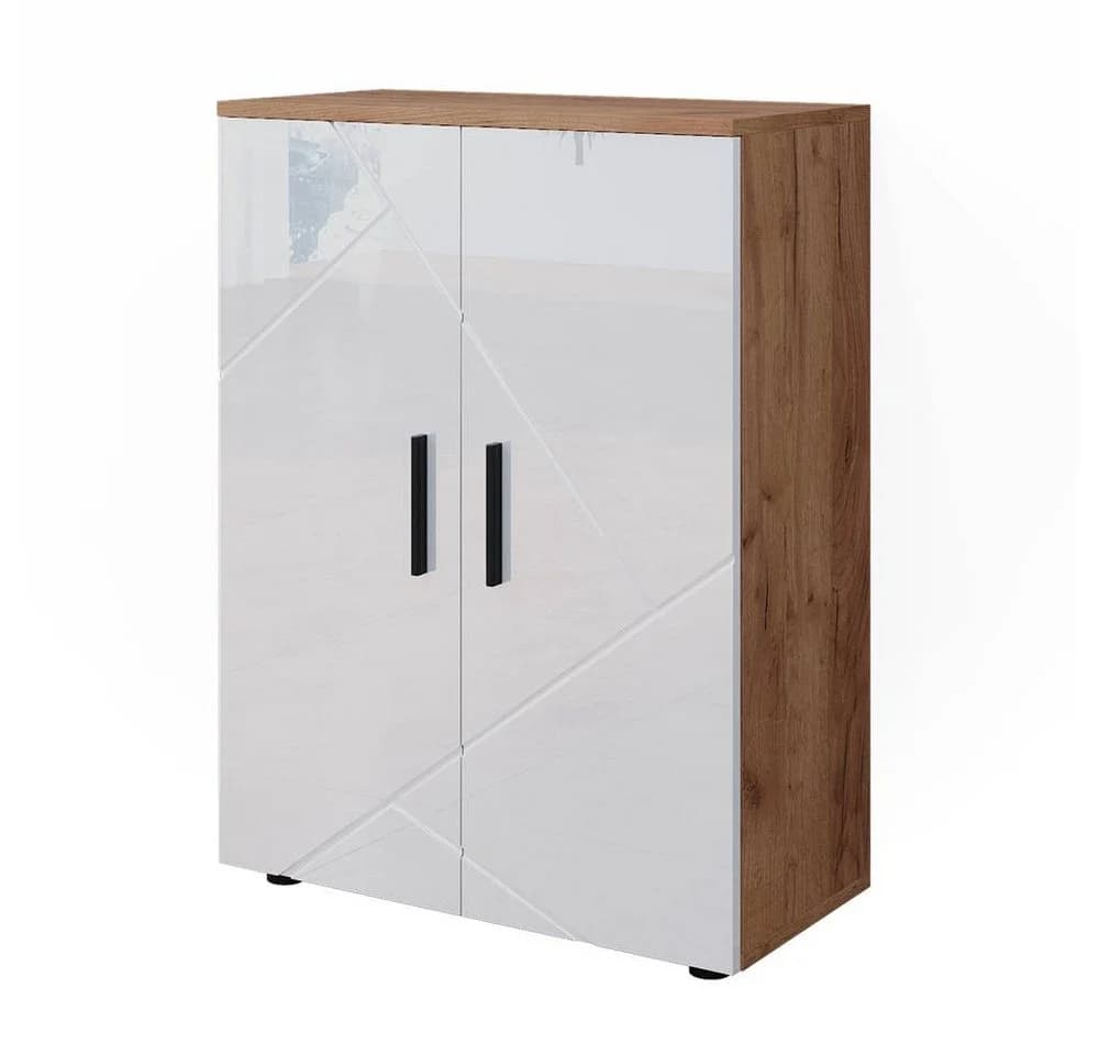 Vicco Midischrank Irma Weiß Hochglanz Goldkraft Eiche - Bild 3