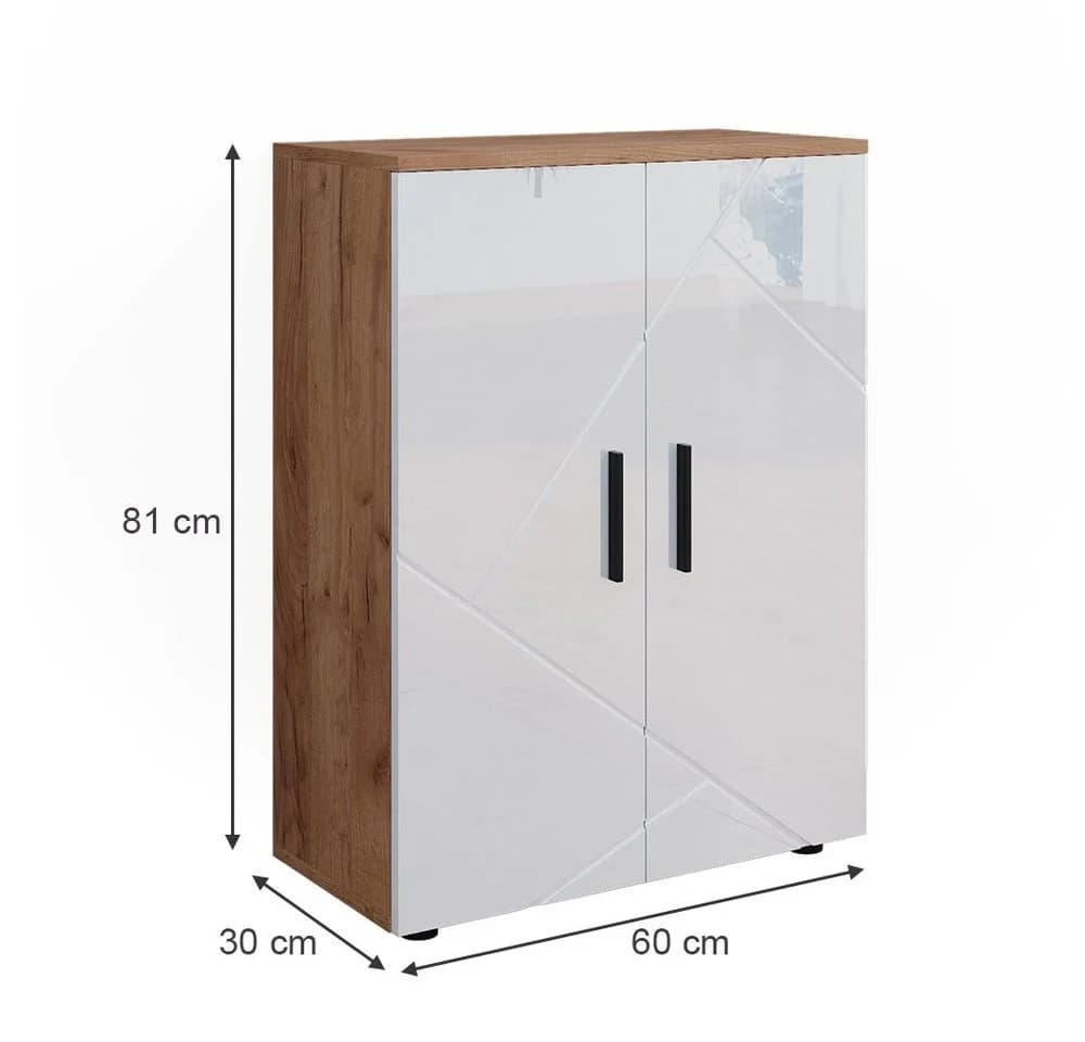 Vicco Midischrank Irma Weiß Hochglanz Goldkraft Eiche - Bild 4