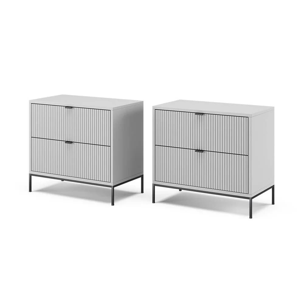 Vicco Nachtschrank Eliza 2er Set Grau mit 2 Schubladen - Bild 2