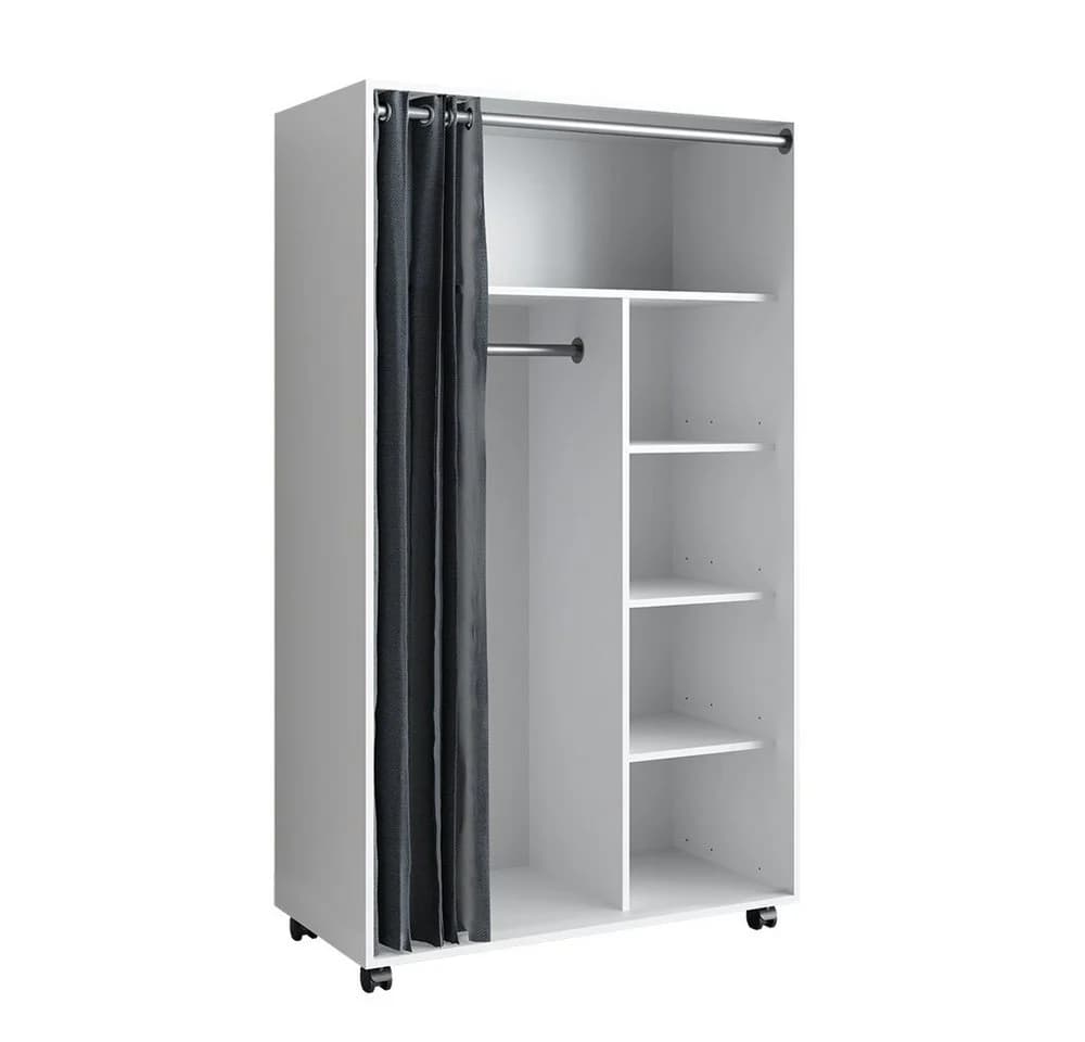 Vicco Kleiderschrank Doros Weiß Modern Rollbar - Bild 2