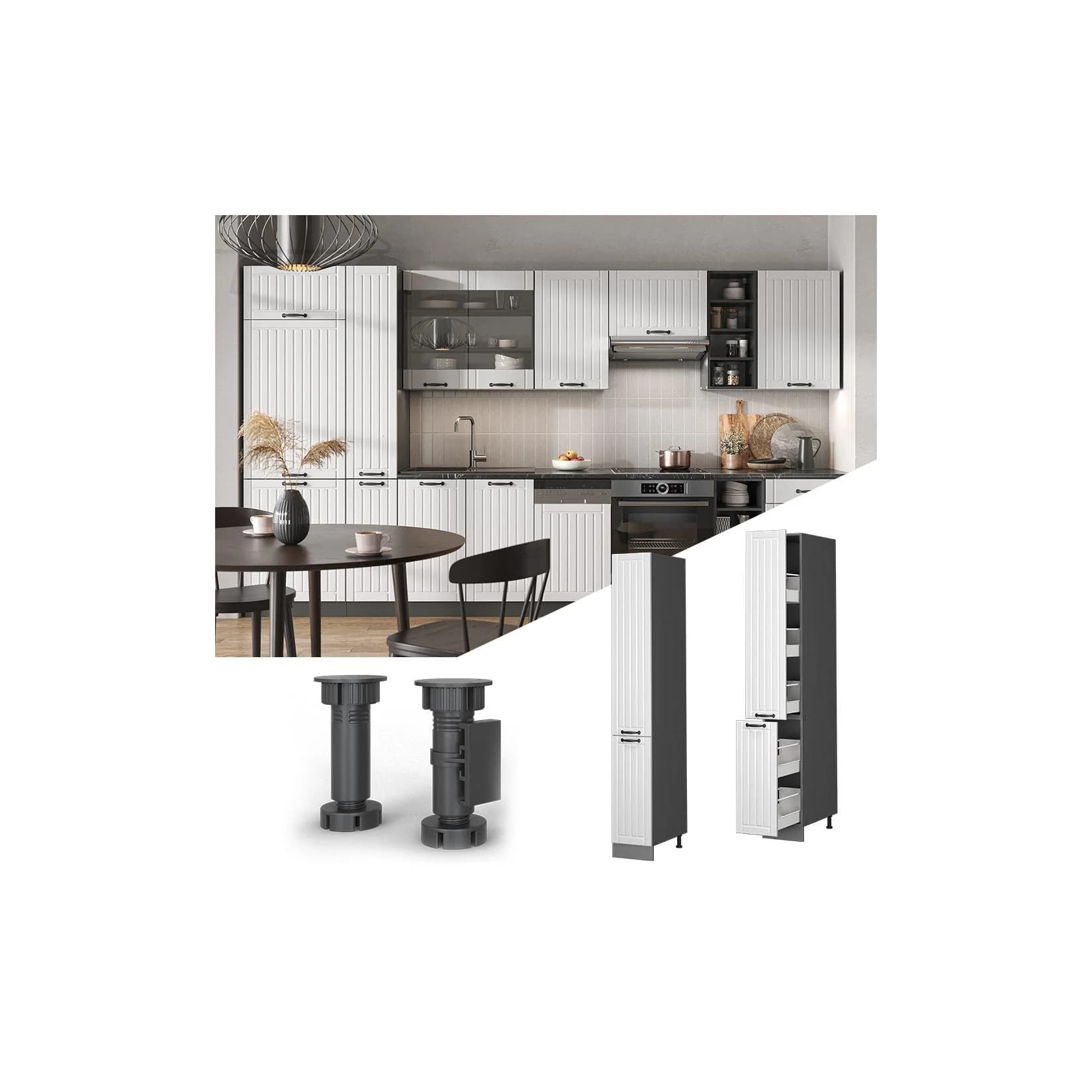 Vicco Apothekerhochschrank Fame-Line Anthrazit Weiß 30 cm Küchenschrank
