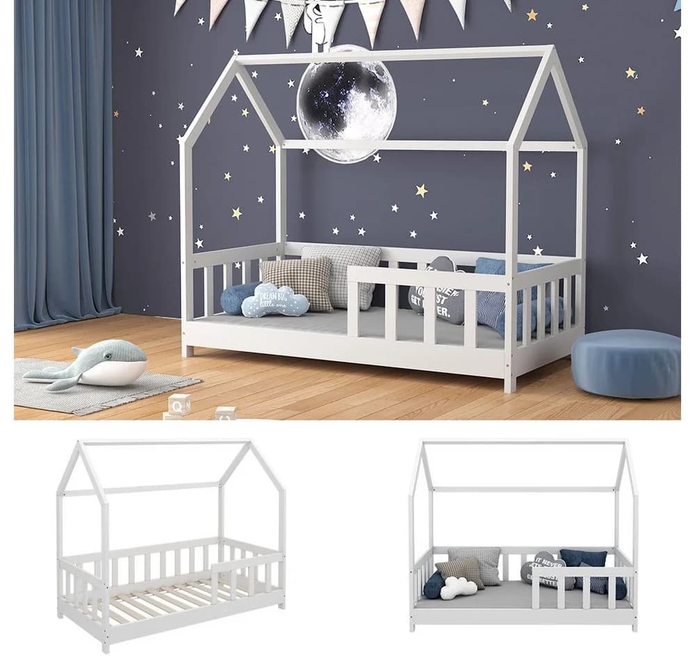 VitaliSpa Kinderbett Michelle Weiß Hausbett mit Rausfallschutz - Bild 2