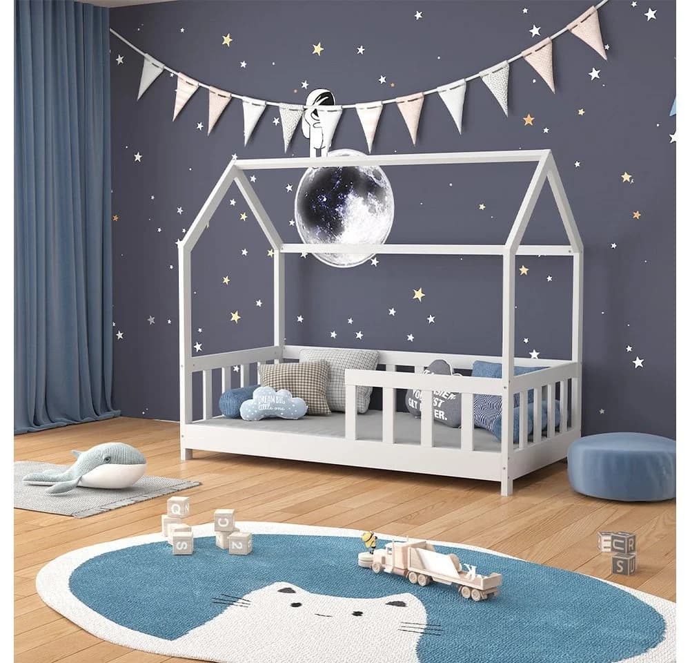 VitaliSpa Kinderbett Michelle Weiß Hausbett mit Rausfallschutz - Bild 3