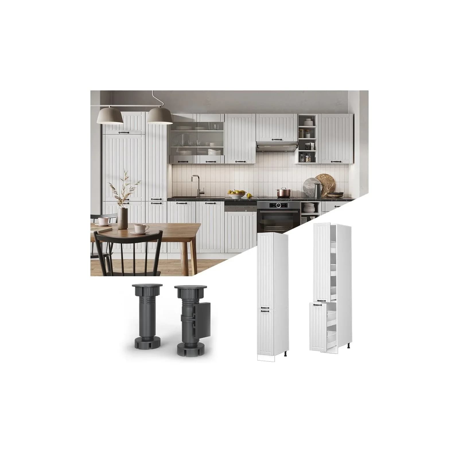 Vicco Hochschrank Fame-Line Weiß Modern Landhaus