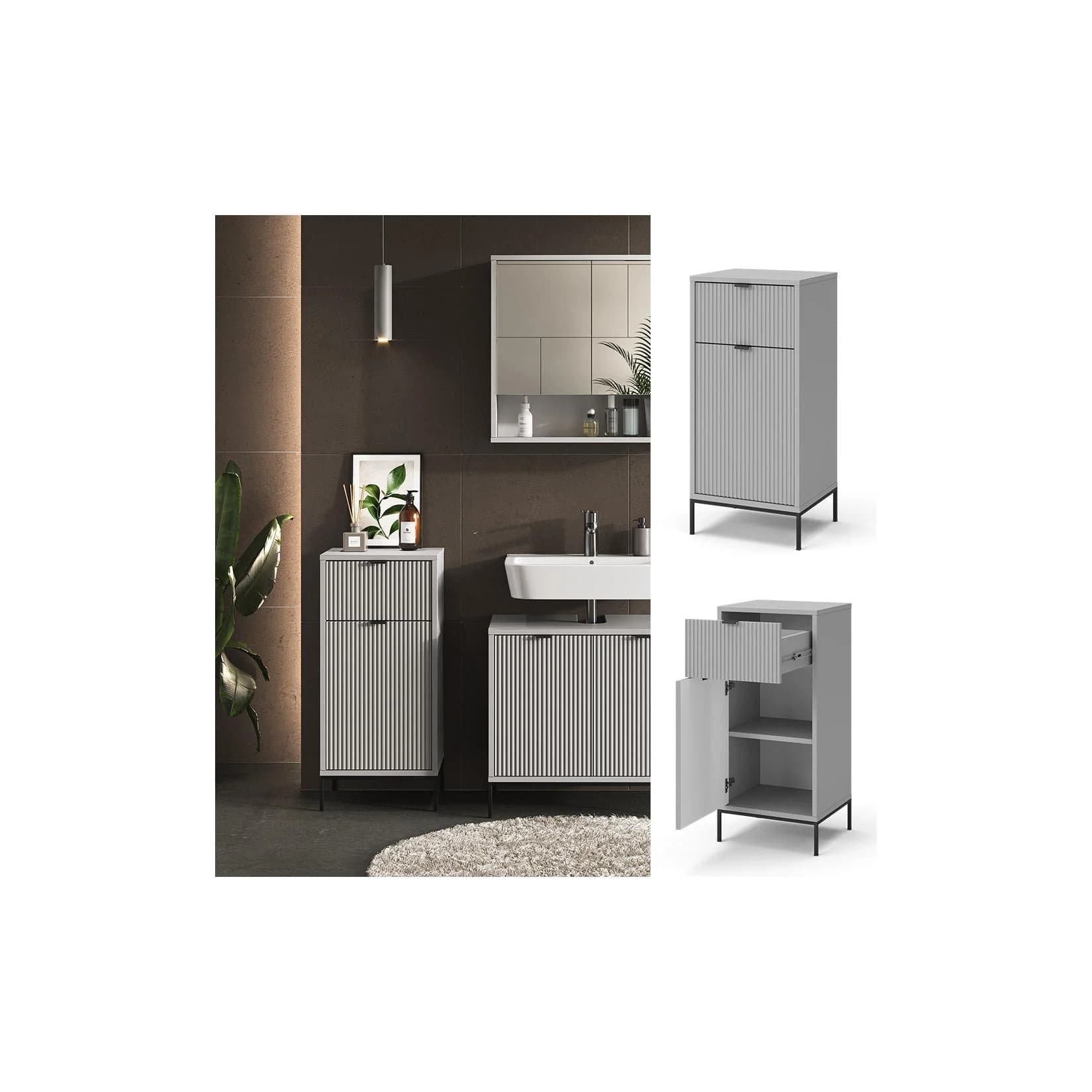 Vicco Midischrank Eliza Grau Modern mit Tür und Schubfach