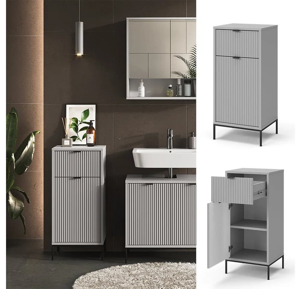 Vicco Midischrank Eliza Grau Modern mit Tür und Schubfach - Bild 2