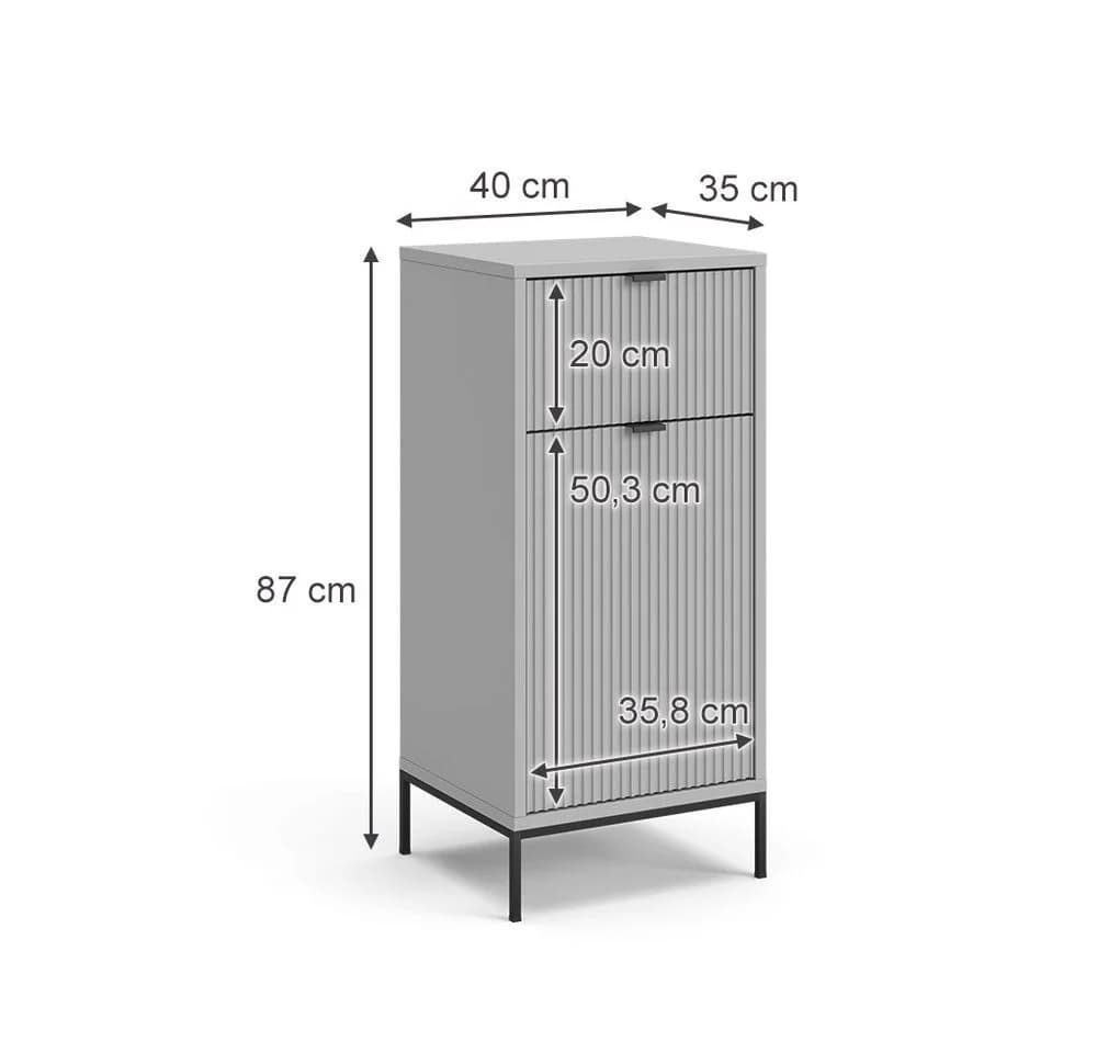 Vicco Midischrank Eliza Grau Modern mit Tür und Schubfach - Bild 4