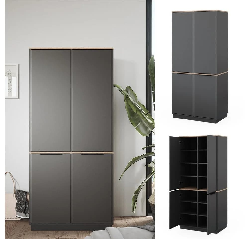 Vicco Kleiderschrank Betti 4-türig Anthrazit Eiche Modern - Bild 4