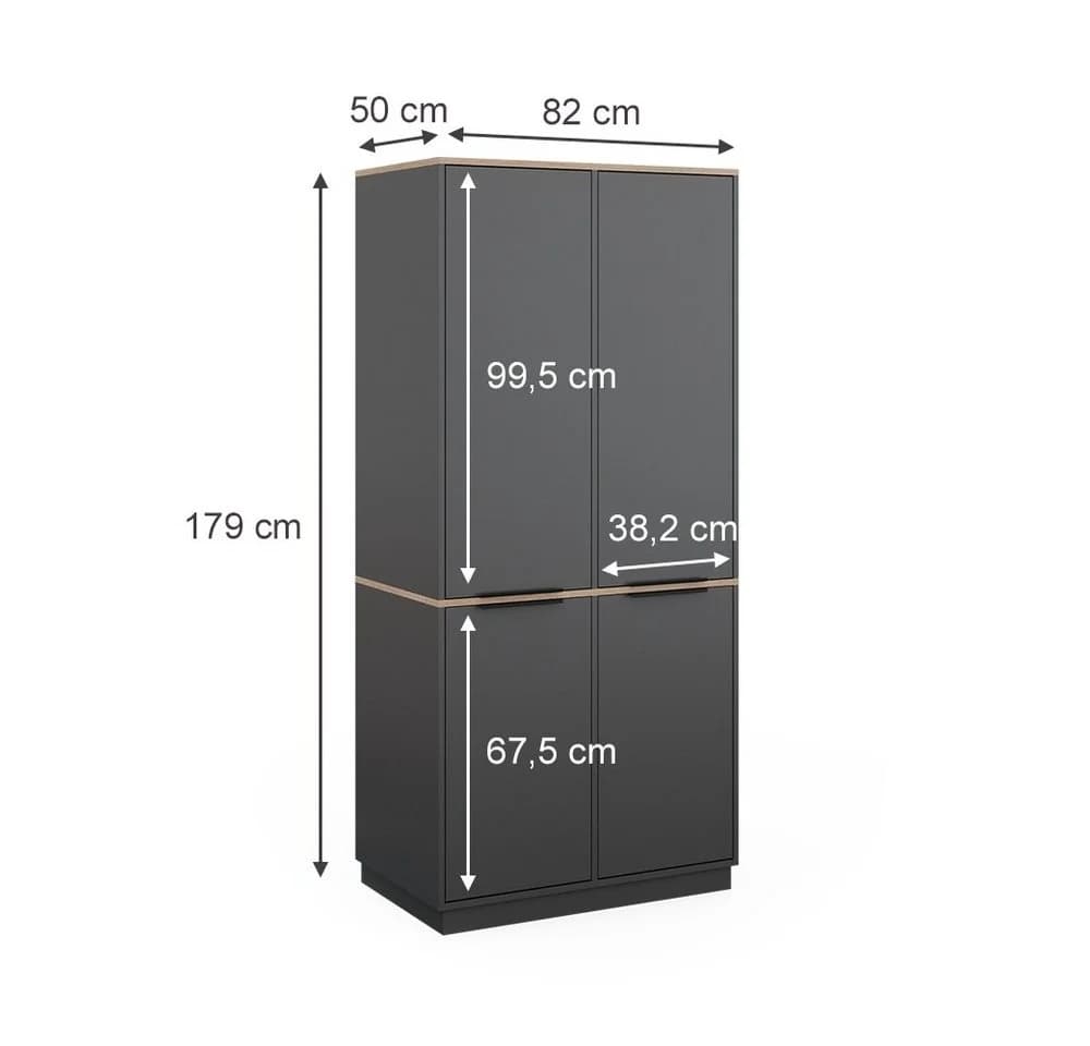 Vicco Kleiderschrank Betti 4-türig Anthrazit Eiche Modern - Bild 5