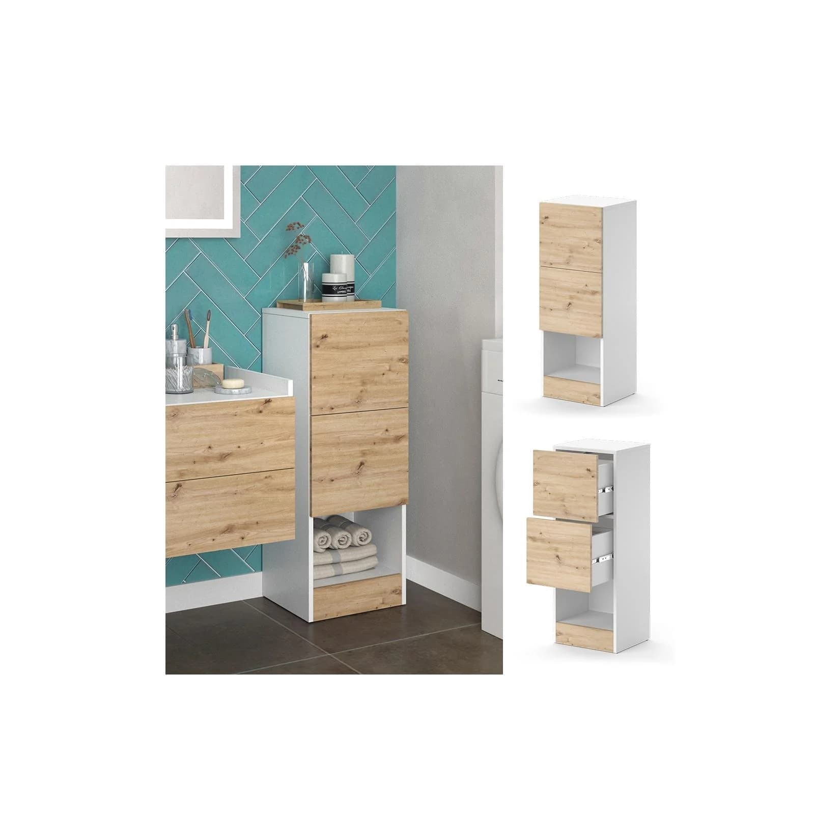 Vicco Midischrank Alf Weiß Artisan Eiche Badezimmer