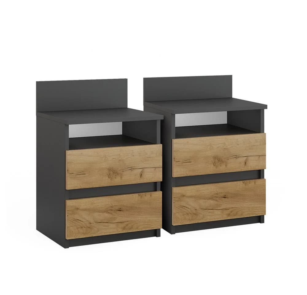 Vicco Nachttisch 2er Set Monty Anthrazit/Goldkraft Eiche - Bild 2