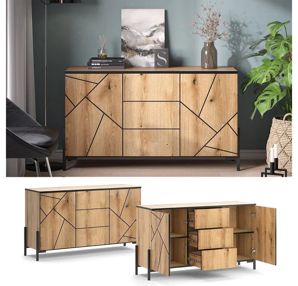 Vicco Sideboard Hatto Eiche-Evoke mit Push-to-Open - Bild 4