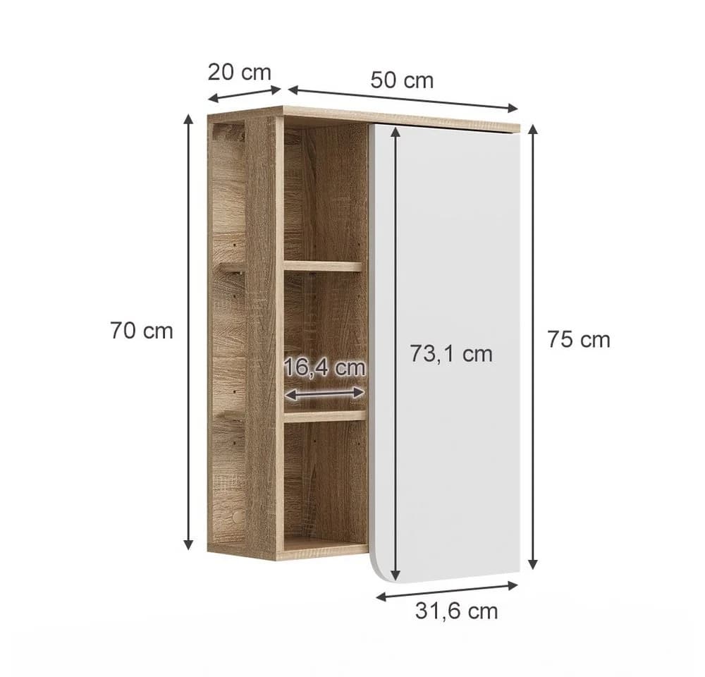 Vicco Hängeschrank Karen 50x75cm Sonoma Weiß Badschrank - Bild 4