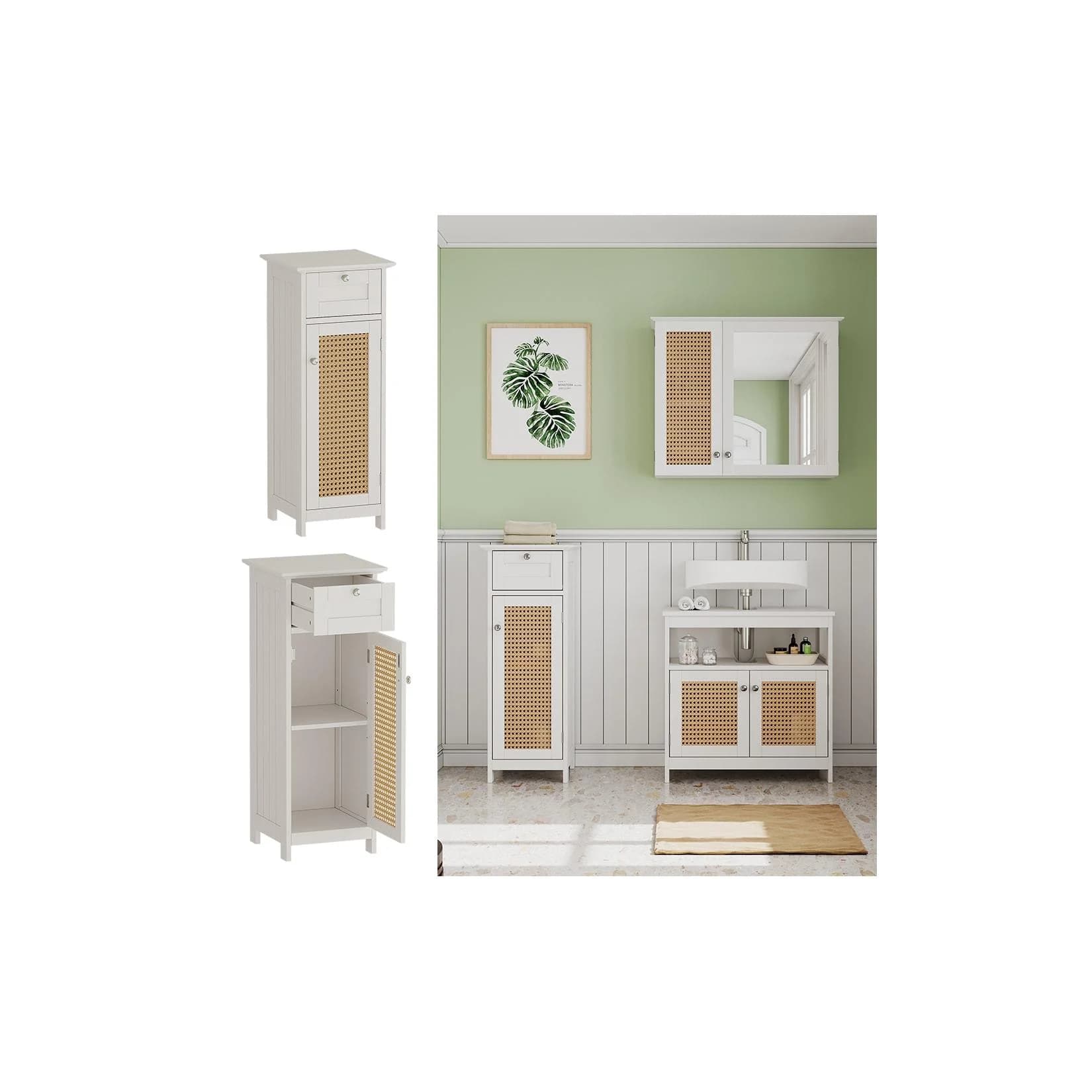 Vicco Midischrank Rosario Weiß Modern 1 Tür 1 Schublade