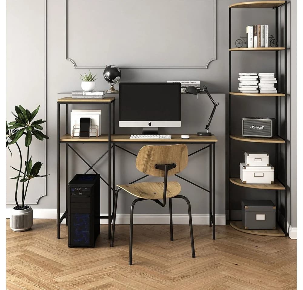 Vicco Arbeitstisch Fyrk Eiche Schwarz Industrial - Bild 4