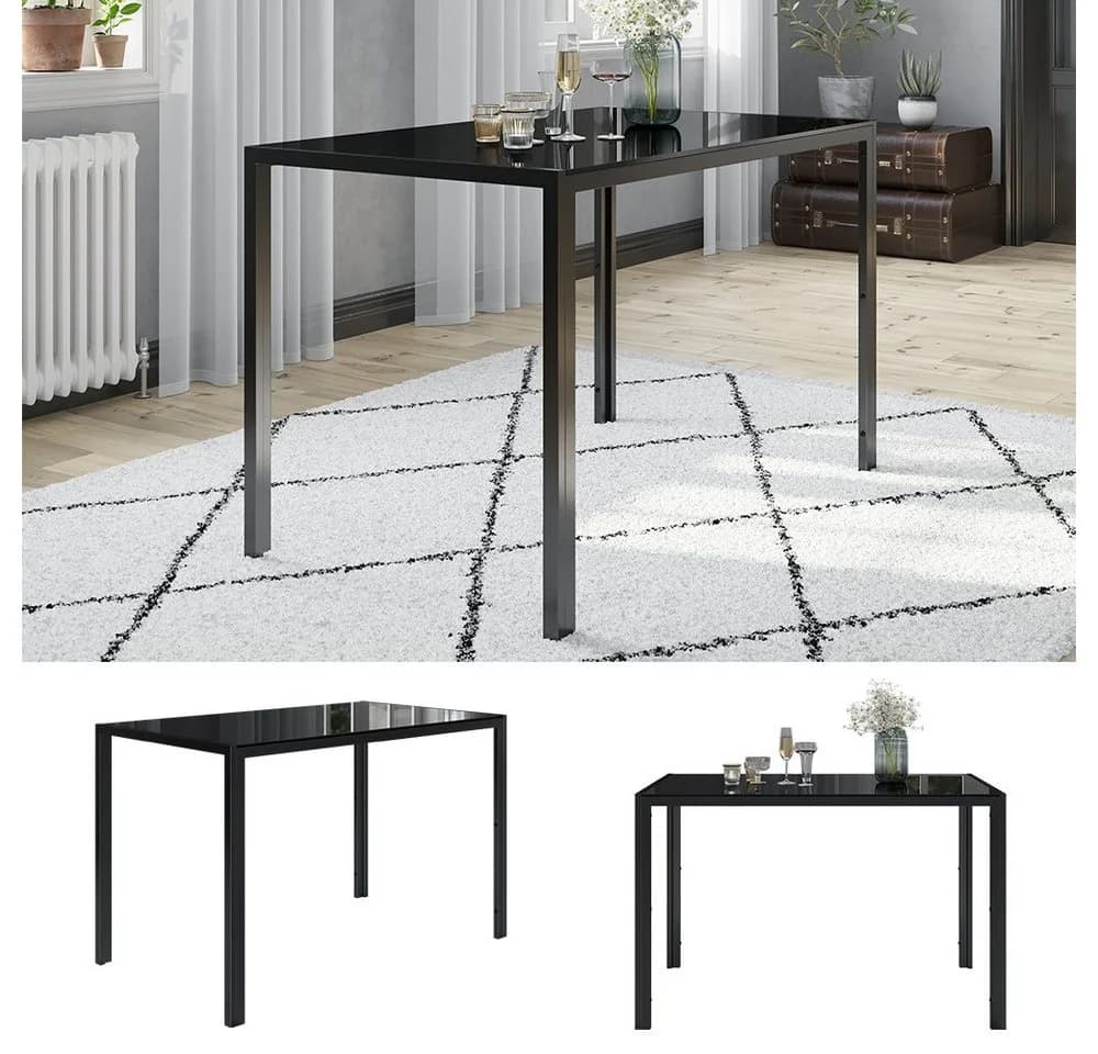 Vicco Esszimmertisch Grand Metall Schwarz Glasplatte Modern - Bild 4
