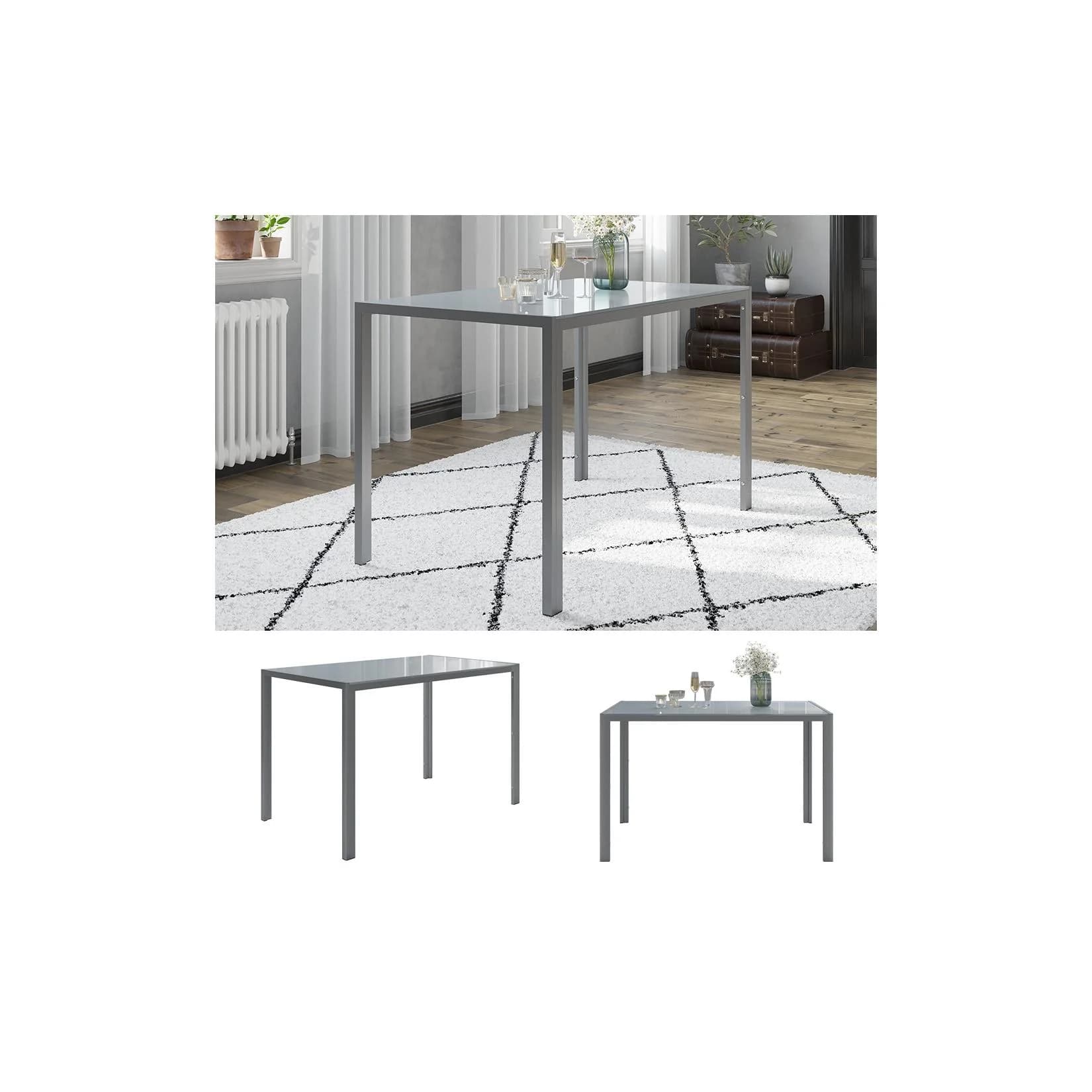 Vicco Esszimmertisch Grand Metall Grau Modern Glas