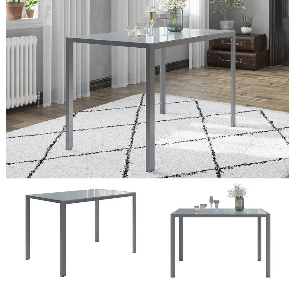 Vicco Esszimmertisch Grand Metall Grau Modern Glas - Bild 4