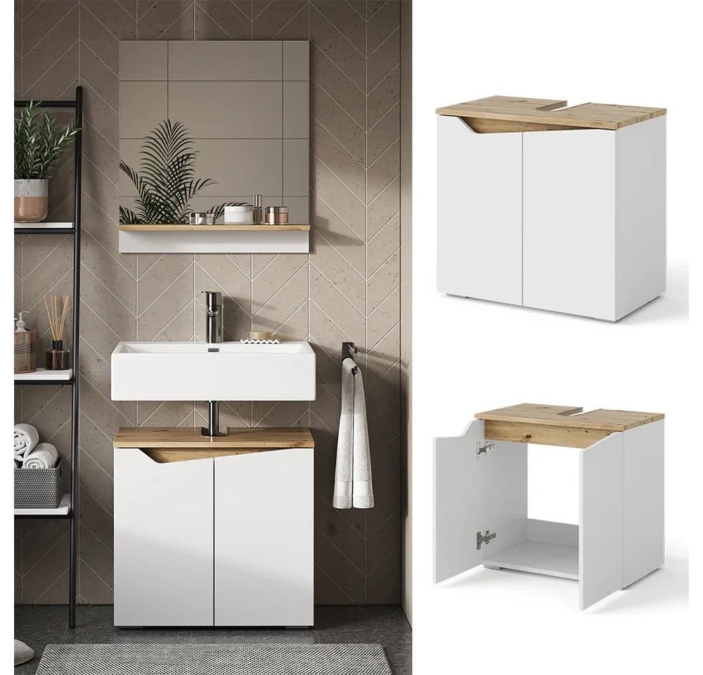 Vicco Waschbeckenunterschrank Marelle Weiß Artisan-Eiche 2 Türen