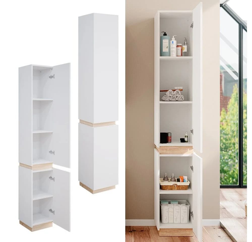 Vicco Hochschrank Gloria Weiß Modern 2 Türen