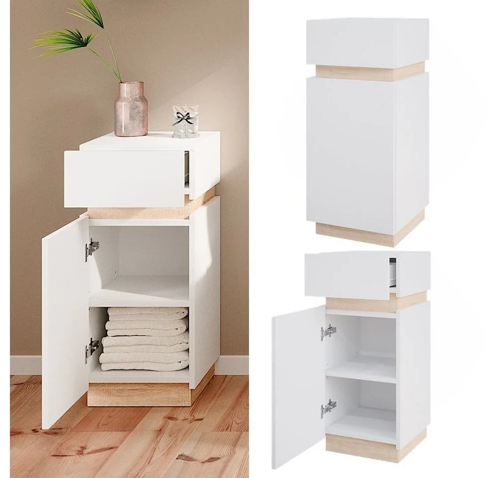 Vicco Midischrank Gloria Weiß/Sonoma mit Tür und Schublade