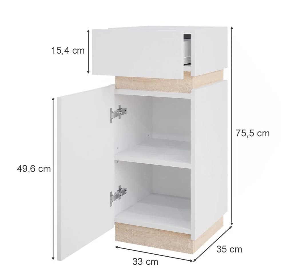 Vicco Midischrank Gloria Weiß/Sonoma mit Tür und Schublade - Bild 3