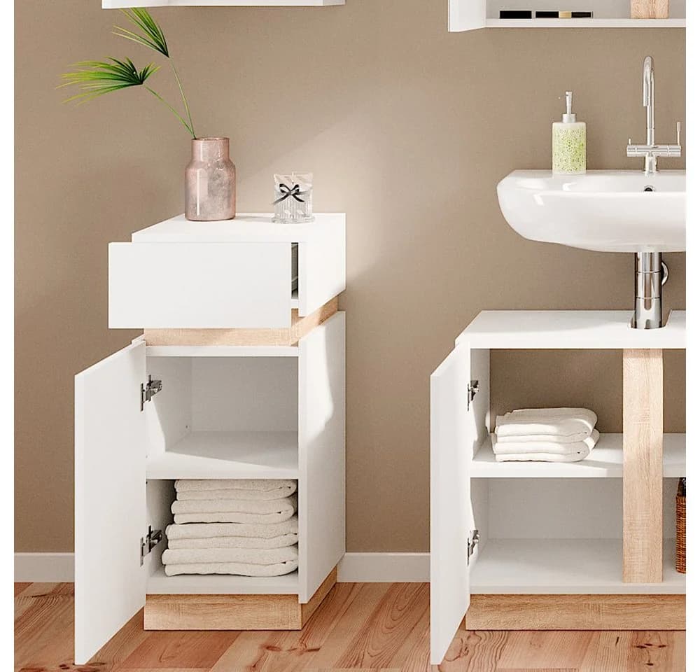 Vicco Midischrank Gloria Weiß/Sonoma mit Tür und Schublade - Bild 5