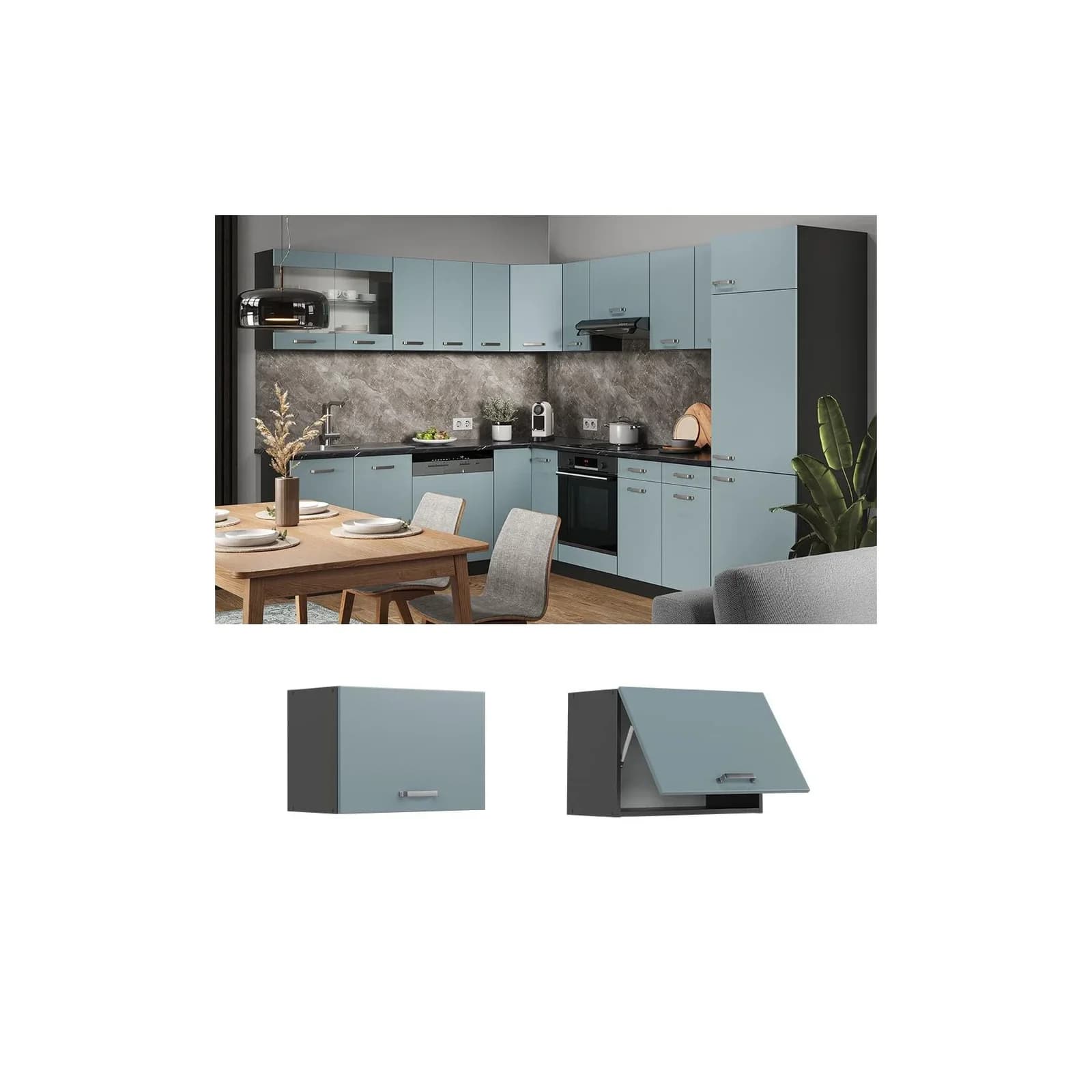 Vicco Hängeschrank R-Line Modern Anthrazit Blaugrau 60 cm