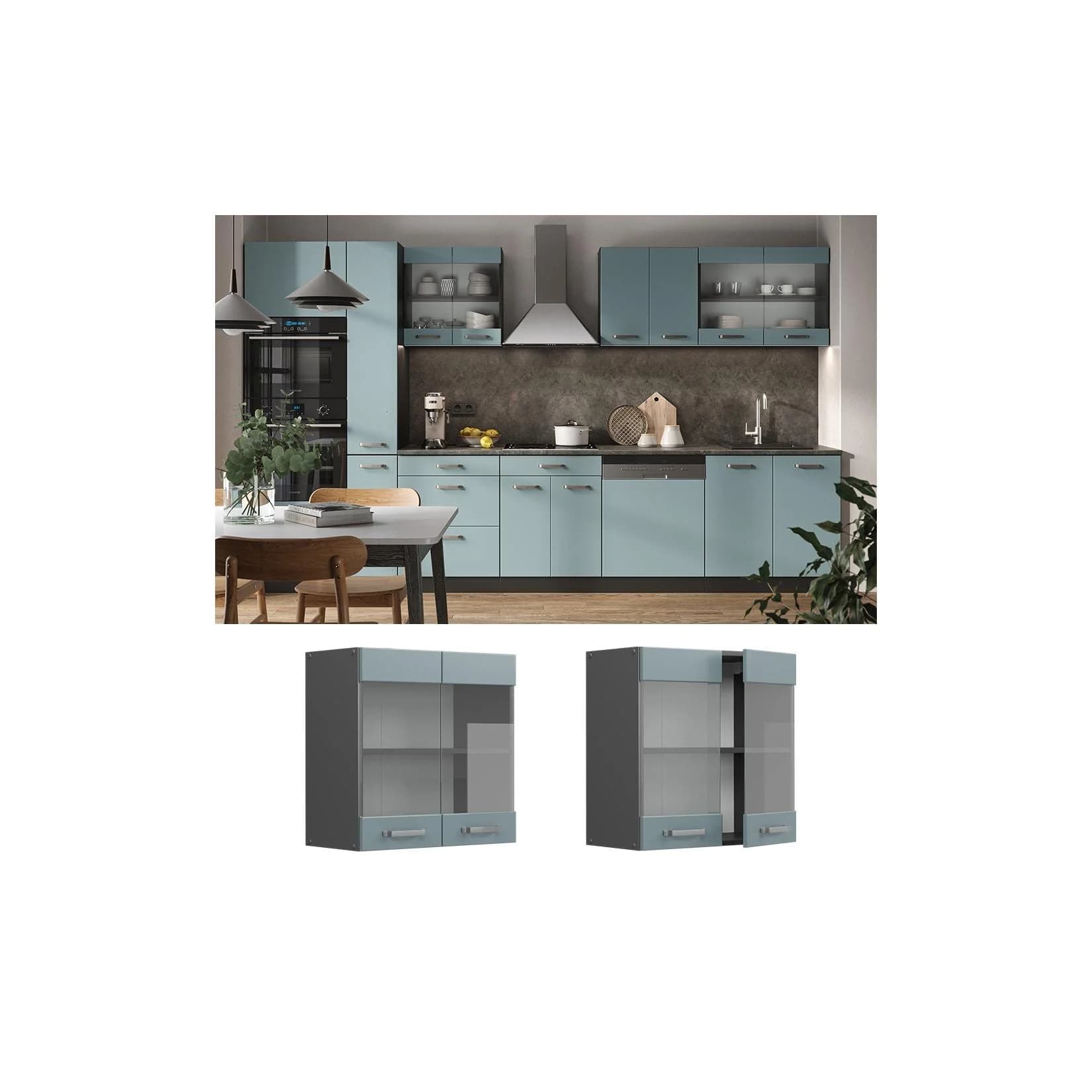 Vicco Glashängeschrank R-Line Modern Anthrazit