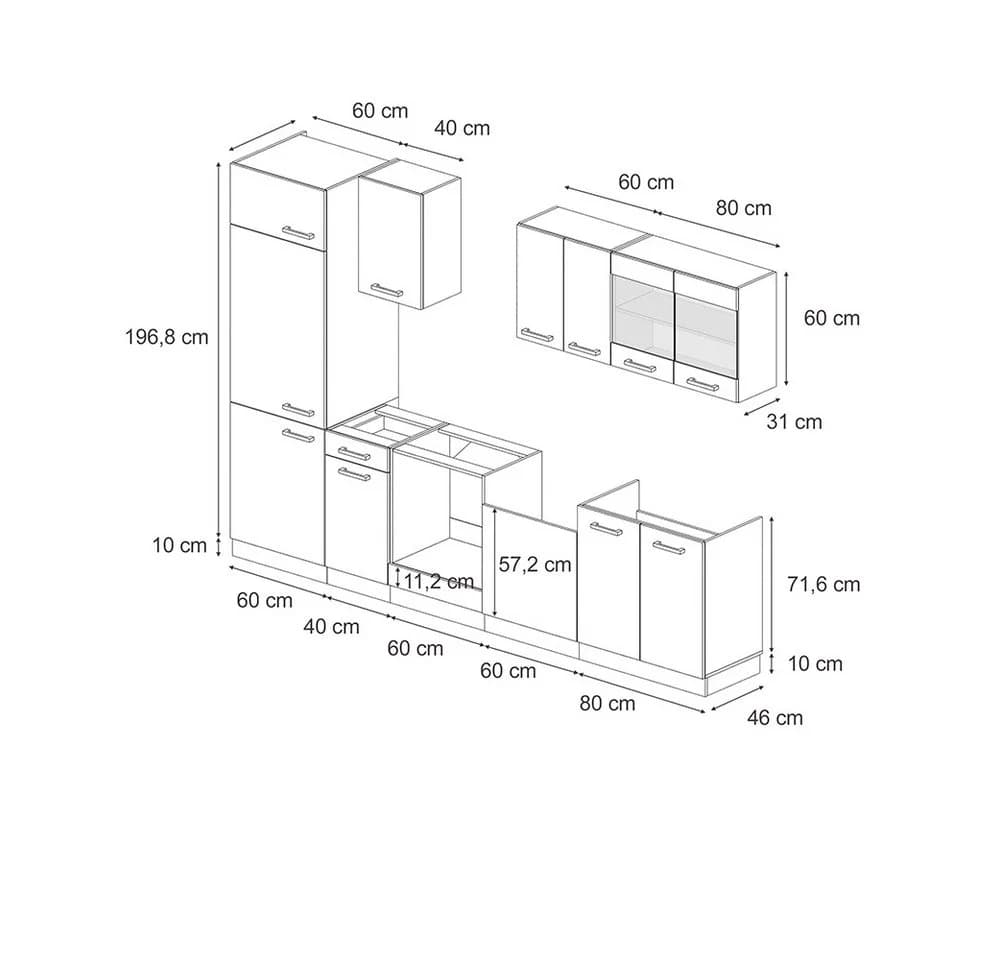 Vicco Küchenzeile R-Line Eiche Schwarz 300 cm Modern - Bild 2