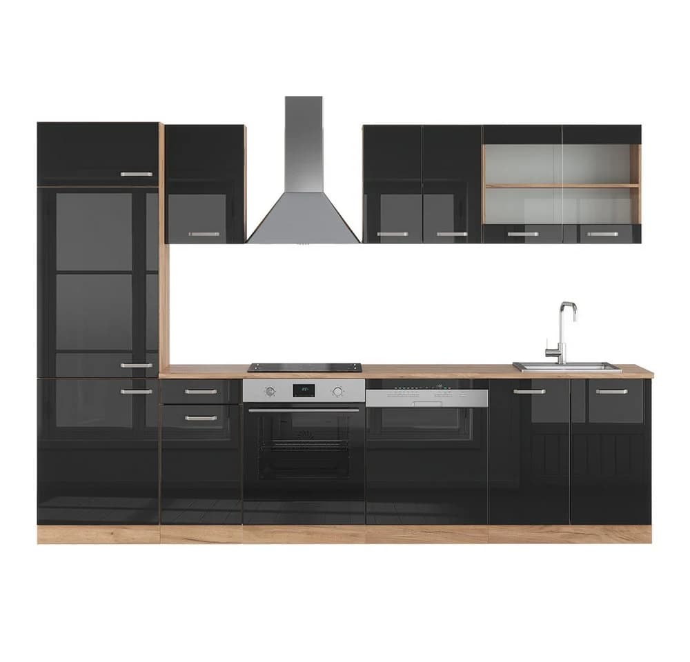 Vicco Küchenzeile R-Line Eiche Schwarz 300 cm Modern - Bild 3