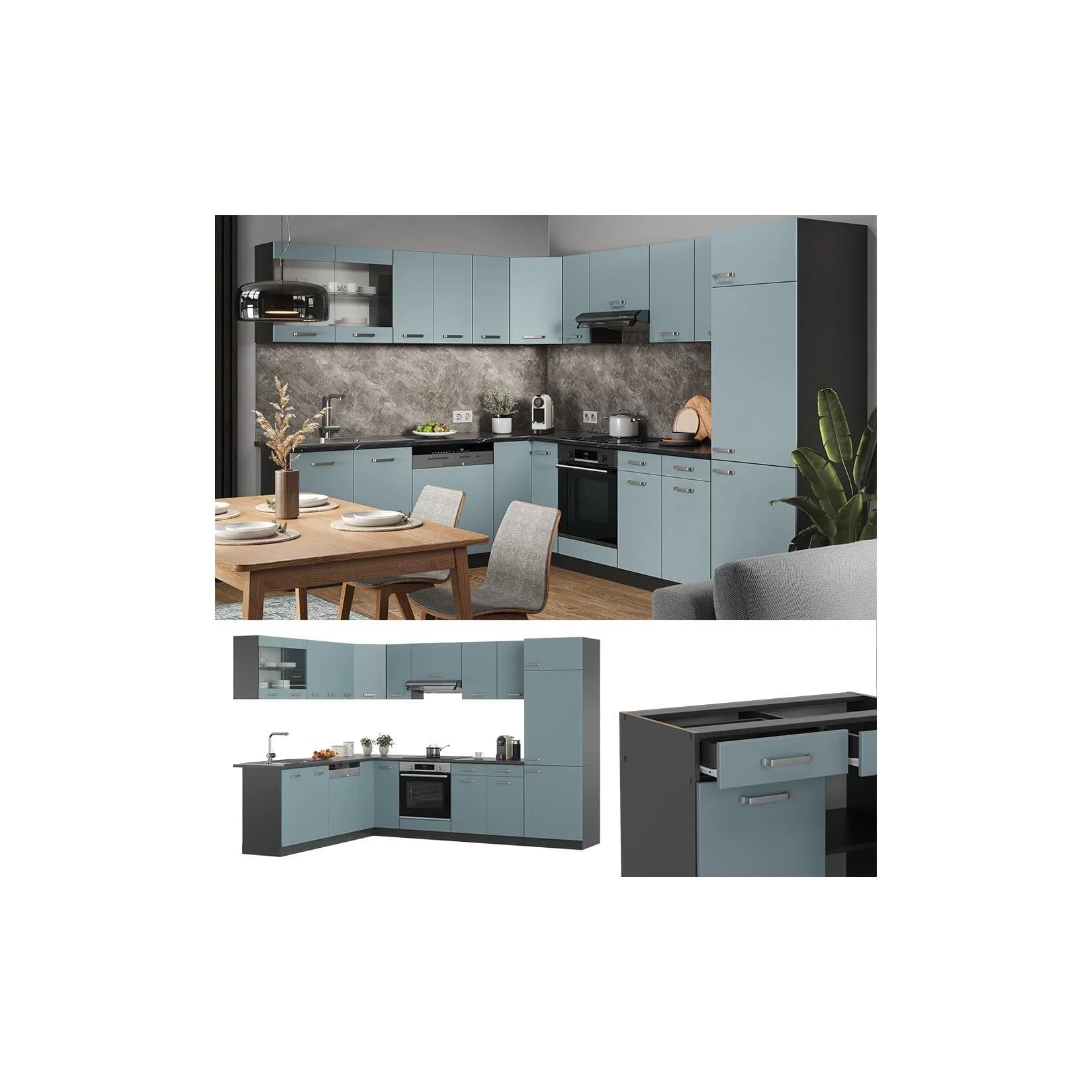 Vicco Eckküche R-Line Solid Anthrazit Blau Grau Modern