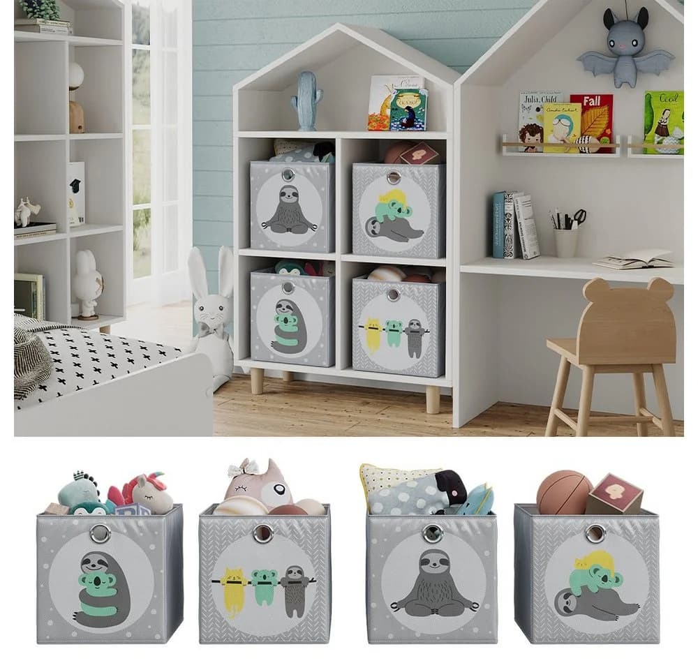 Vicco Faltboxen 2er Set Grau Faultier Motiv Aufbewahrungsbox - Bild 1