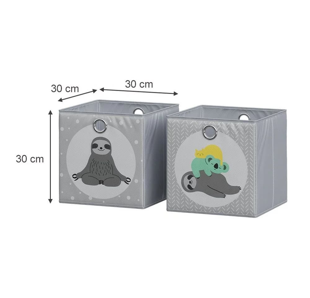 Vicco Faltboxen 2er Set Grau Faultier Motiv Aufbewahrungsbox - Bild 3