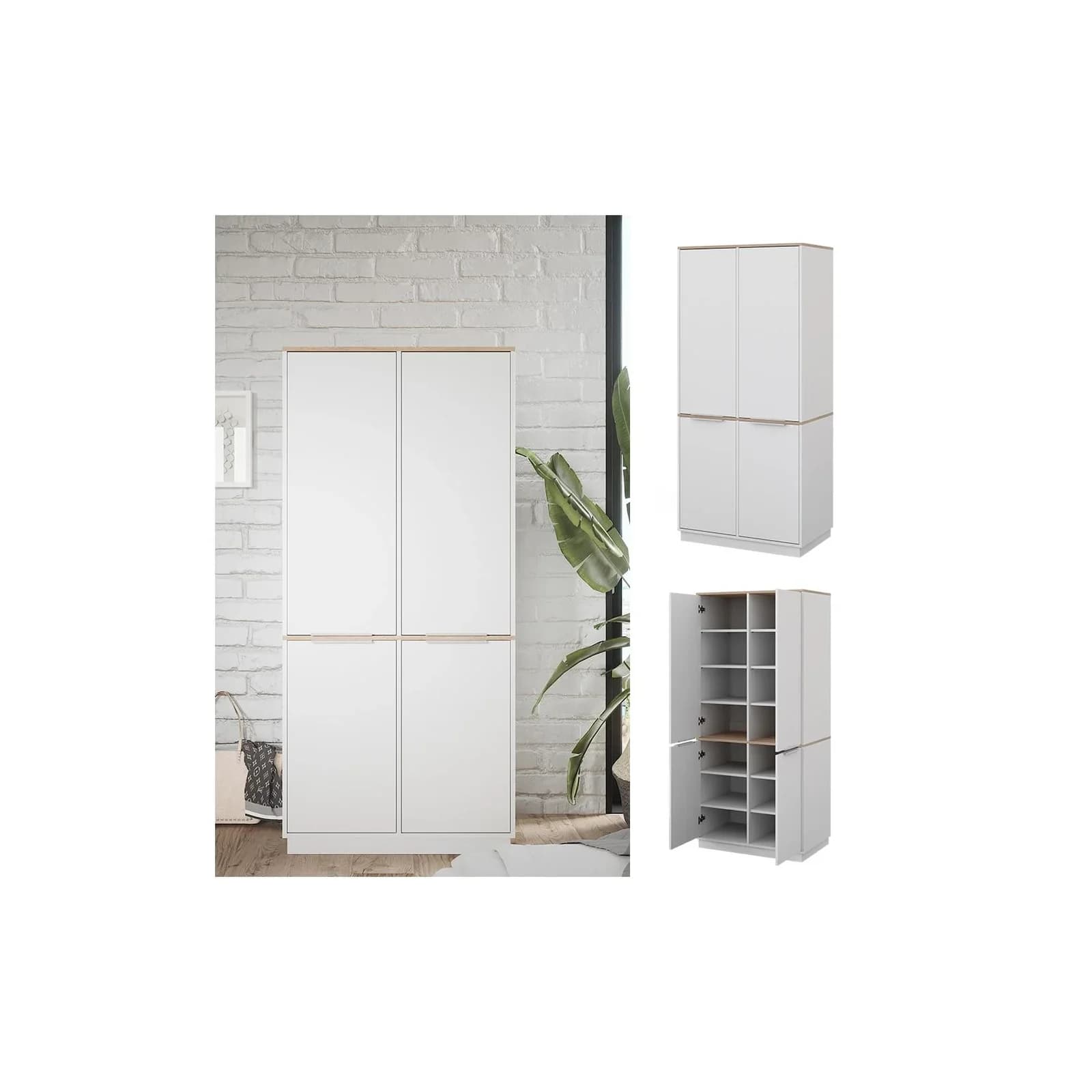 Vicco Schrank Betti 4-türig Weiß Sonoma Moderner Stauraum