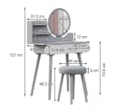 Vicco Schminktisch Edda mit LED-Spiegel und Hocker Grau Bild 4