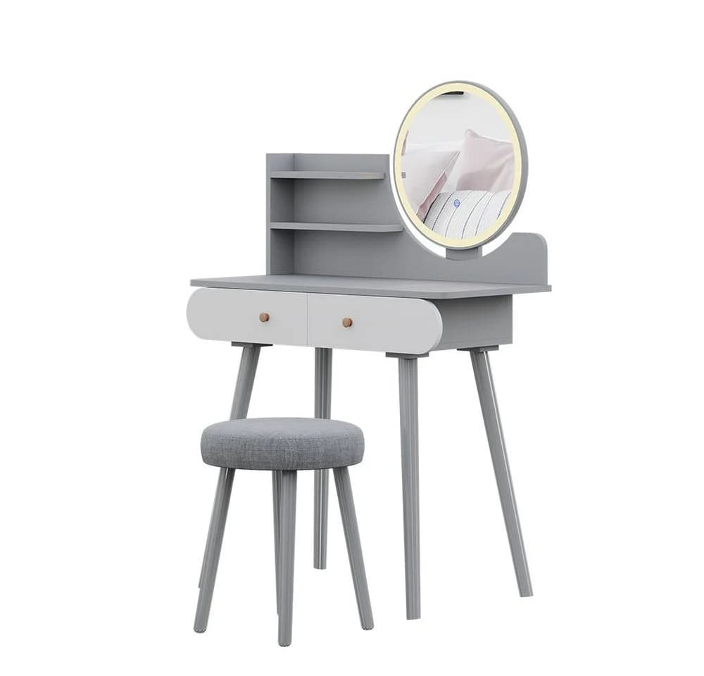 Vicco Schminktisch Edda mit LED-Spiegel und Hocker Grau - Bild 5