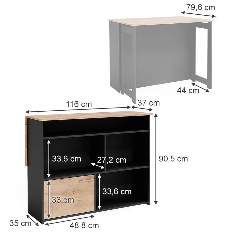 Vicco Bartisch Dominic Eiche Anthrazit mit Stauraum - Bild 5