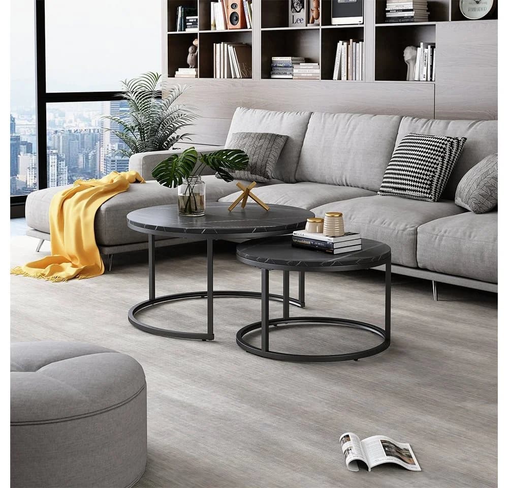 Vicco Couchtisch Montreal 2-teilig Schwarz Marmor-Optik - Bild 3