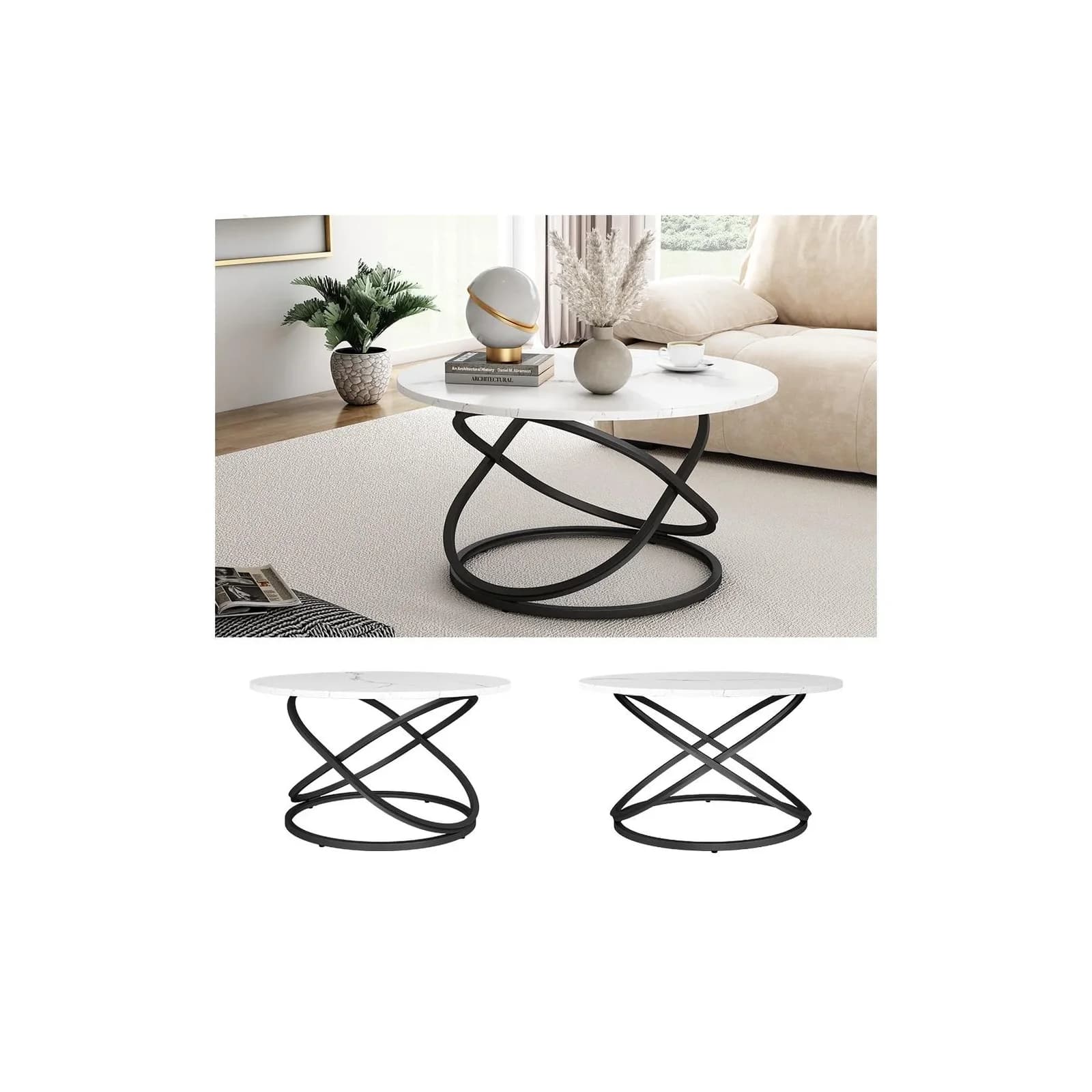Vicco Couchtisch Calgary Weiß Marmor-Optik