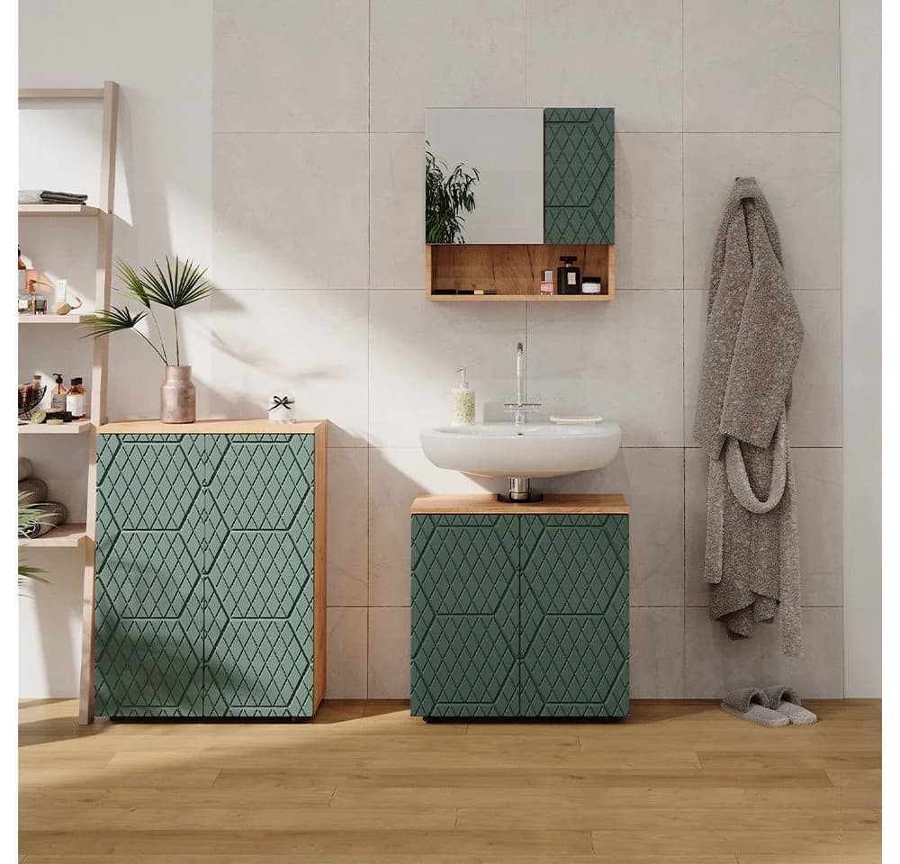 Vicco Badmöbel-Set Irma 3-teilig Goldkraft Eiche Grün - Bild 5