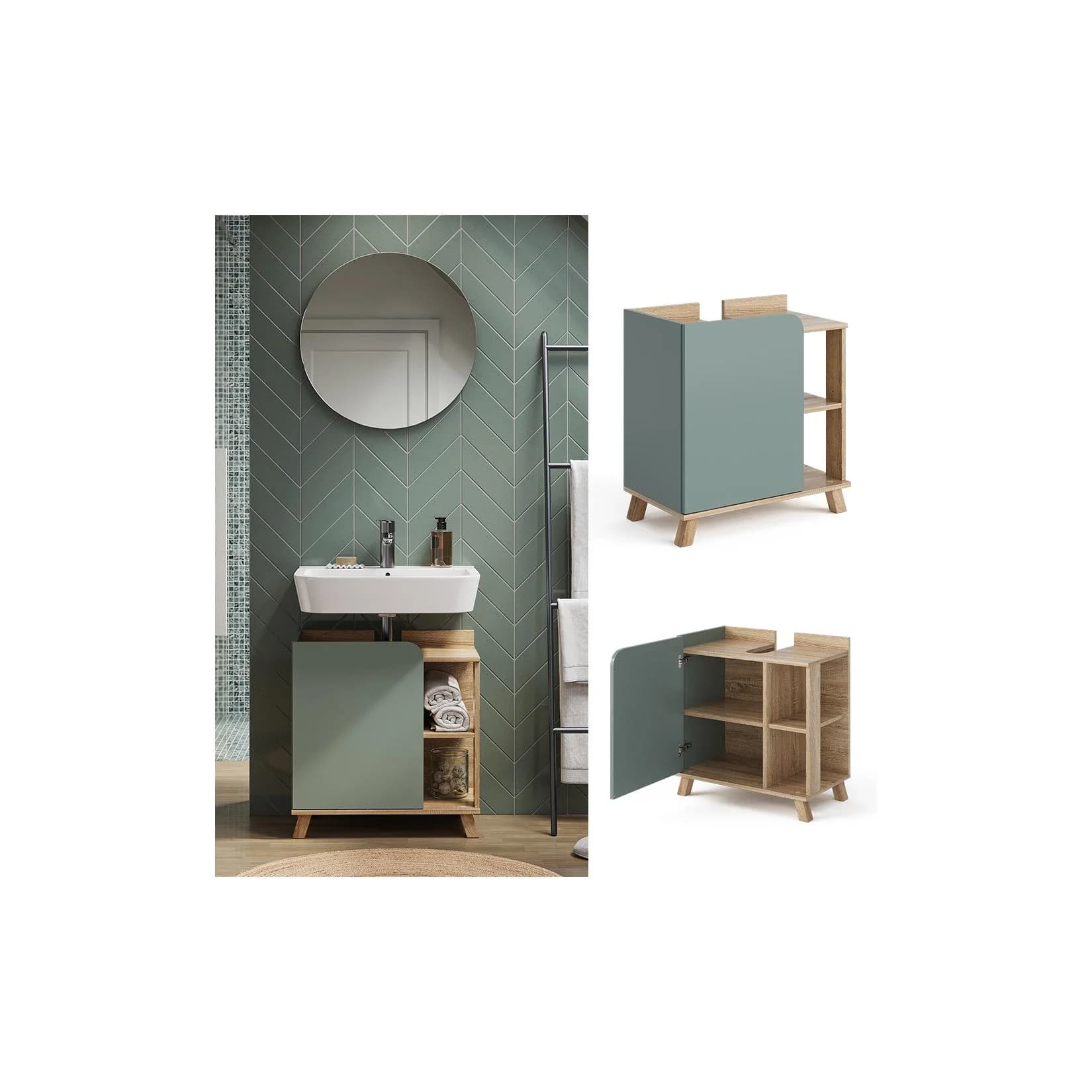 Vicco Waschbeckenunterschrank Karen Blau-Grau/Sonoma