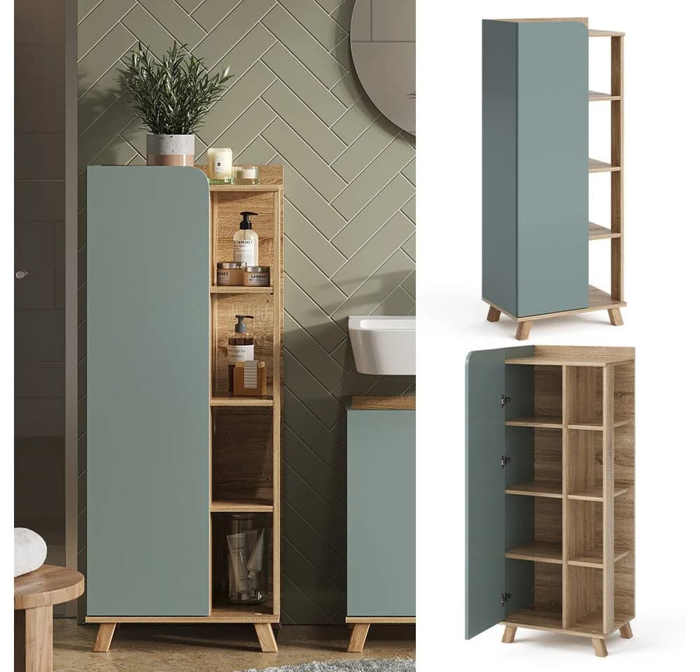 Vicco Midischrank Karen Blau-Grau Moderner Badschrank - Bild 2