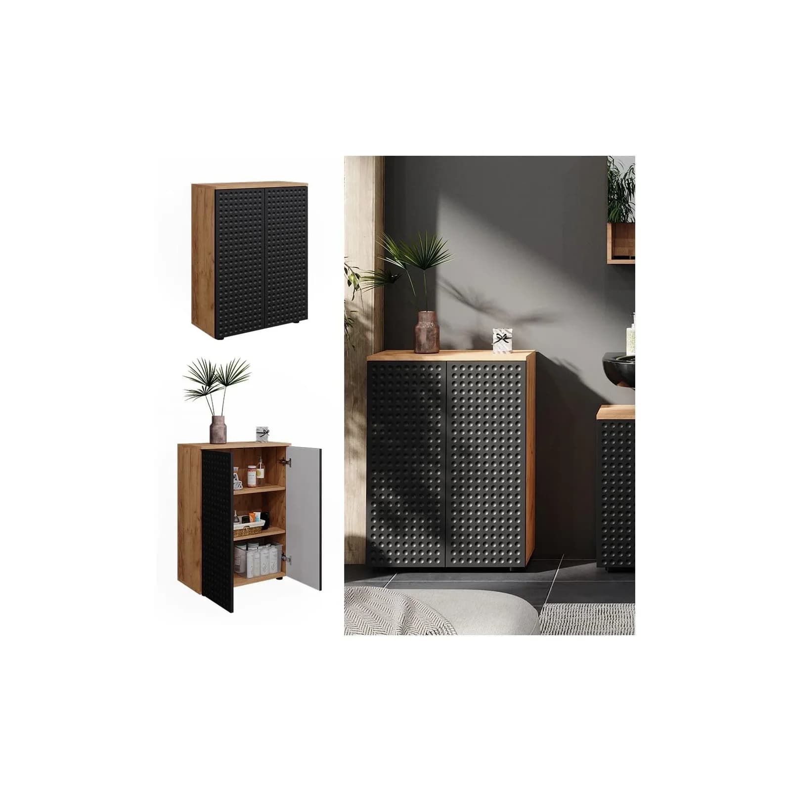 Vicco Midischrank Irma Anthrazit Goldkraft Eiche