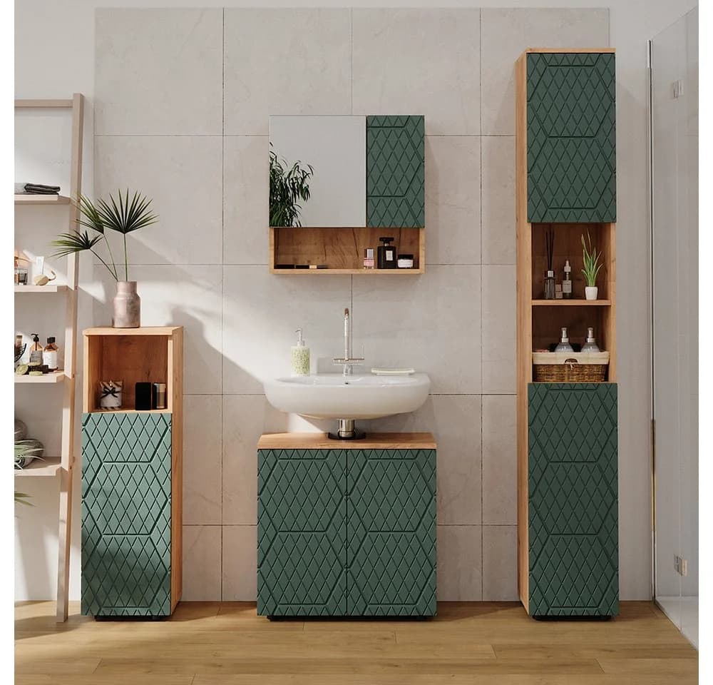 Vicco Midischrank Irma Grün Goldkraft Eiche Badezimmer - Bild 5