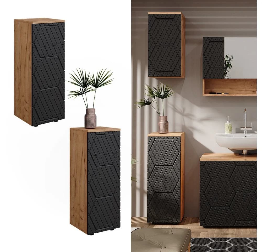 Vicco Midischrank Irma Anthrazit mit Wabenstruktur 1 Schublade 2 Fächer - Bild 2